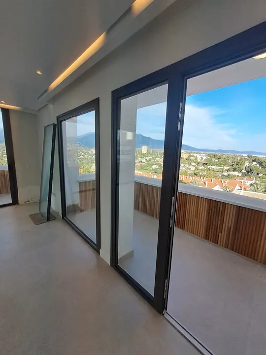 Sliding windows with mountain views